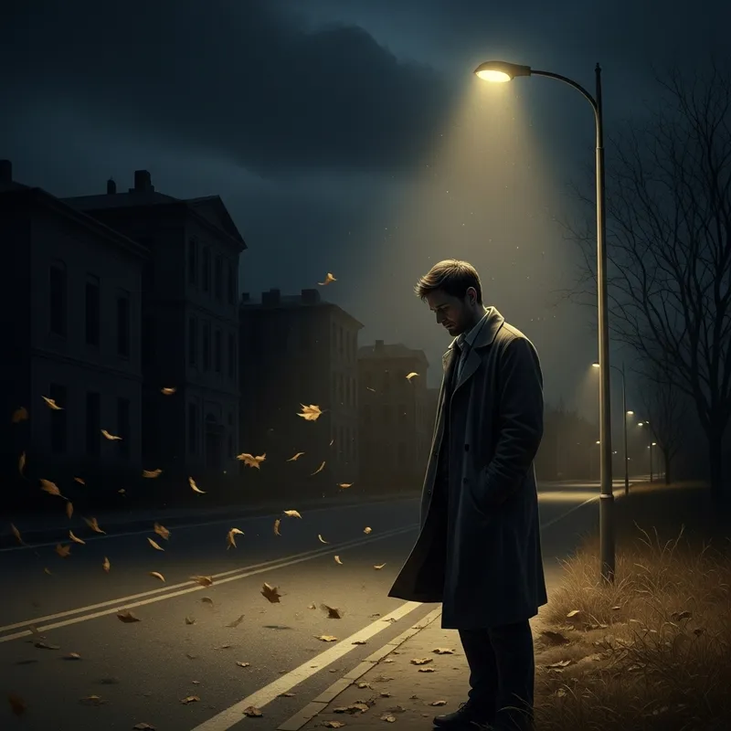 Pessoa sentada em silêncio, em ambiente simples sob luz suave, representando simplicidade e quietude interior.